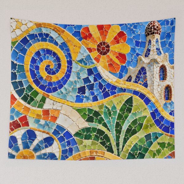 Item preview, Gaudi Park Guell Mosaic Colorful Trencadís Barcelona Art designed and sold by GrinGalore.