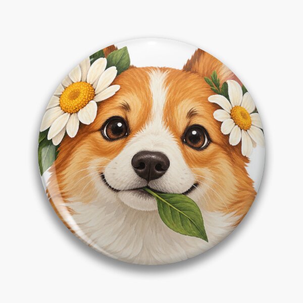Item preview, Daisy Corgi — Floral Dog with Garden Leaves designed and sold by thefreezoneart.