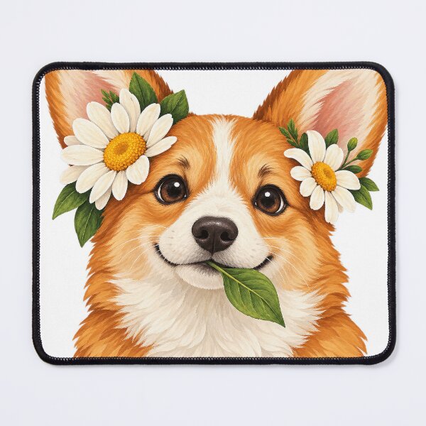 Item preview, Daisy Corgi — Floral Dog with Garden Leaves designed and sold by thefreezoneart.