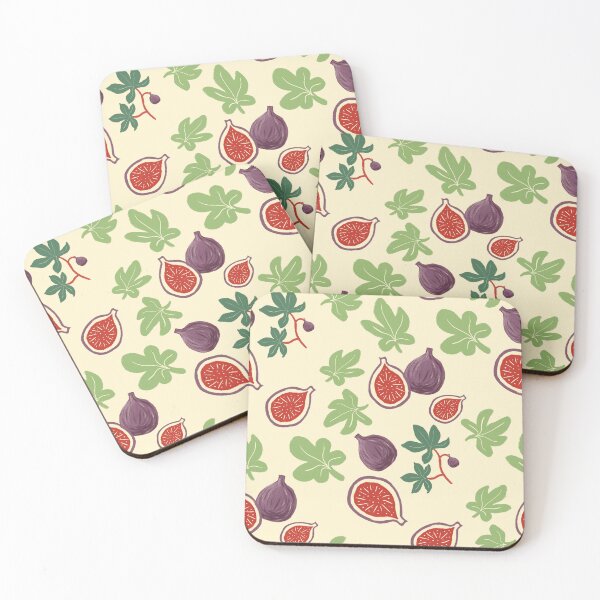 Item preview, Botanical Fig Lino Print Retro Fabric Pattern designed and sold by LafinaArt.