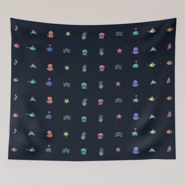 Item preview, Cute Ocean Doodles Sea Creature Submarine Micro Icon Seamless Pattern designed and sold by KungPowUnicorn.