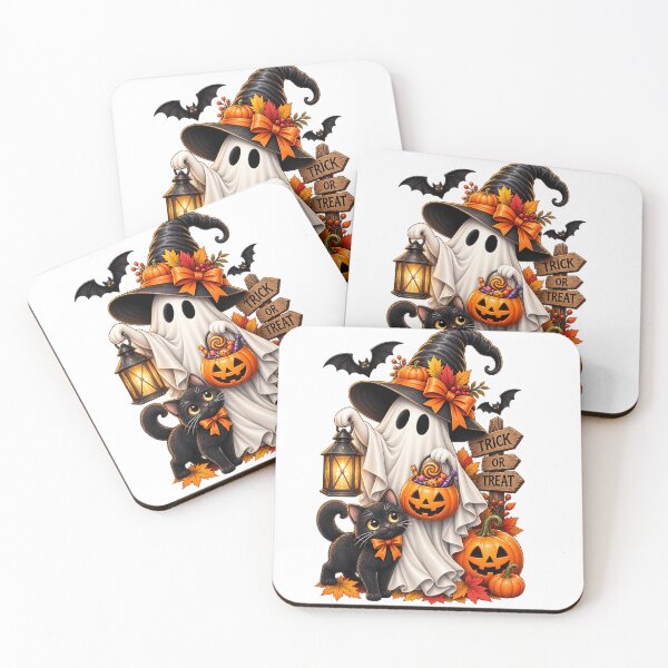 Item preview, Cute Halloween Ghost and Black Cat Pumpkin Spooky Design designed and sold by Erin-Hurt.