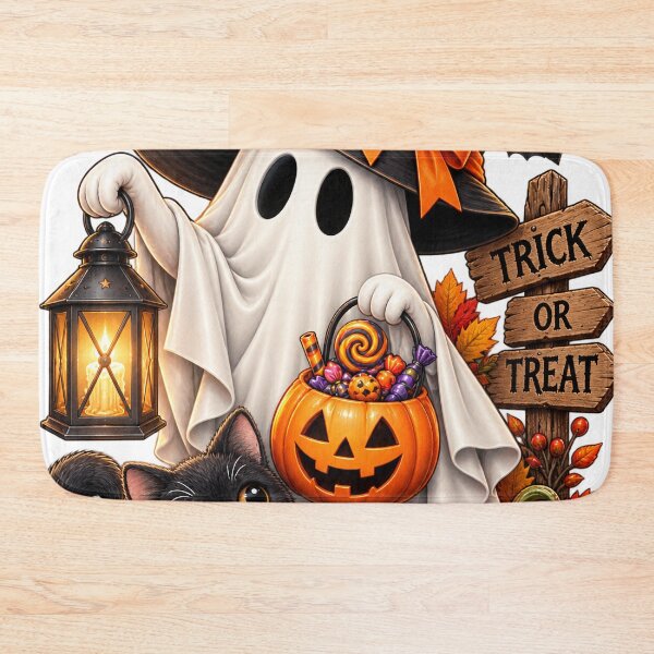 Item preview, Cute Halloween Ghost and Black Cat Pumpkin Spooky Design designed and sold by Erin-Hurt.