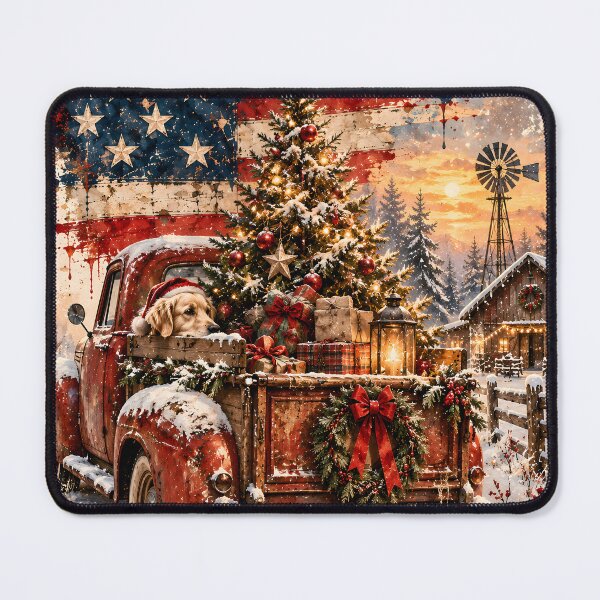 Item preview, American Farm Christmas with Truck and Dog designed and sold by Fotografin1981.