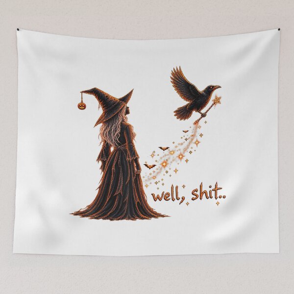 Item preview, Well Shit Funny Witch Crow Magic Wand Halloween Spooky designed and sold by jarlinxsanchez.