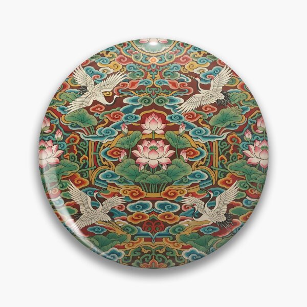 Item preview, Korean Dancheong Traditional Pattern: Royal Lotus, Cranes & Clouds Oriental Art Print, Tapestry & Home Decor designed and sold by SOOstudio73.