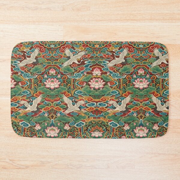 Item preview, Korean Dancheong Traditional Pattern: Royal Lotus, Cranes & Clouds Oriental Art Print, Tapestry & Home Decor designed and sold by SOOstudio73.