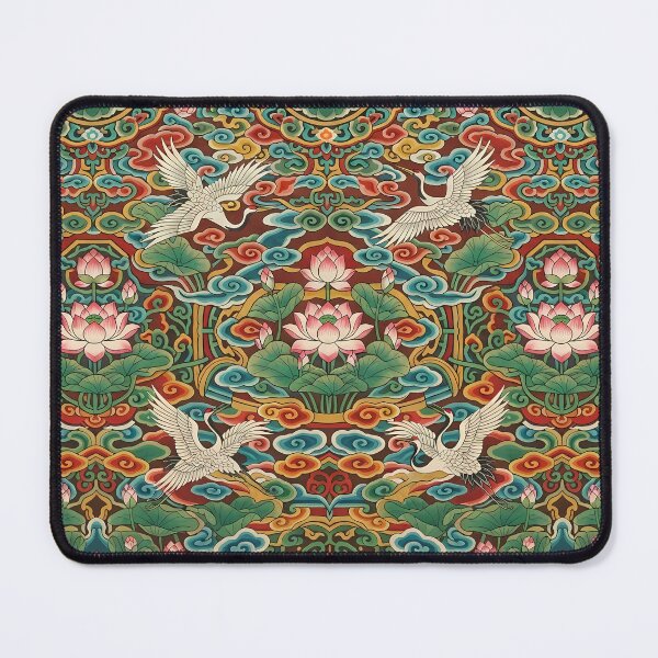 Item preview, Korean Dancheong Traditional Pattern: Royal Lotus, Cranes & Clouds Oriental Art Print, Tapestry & Home Decor designed and sold by SOOstudio73.