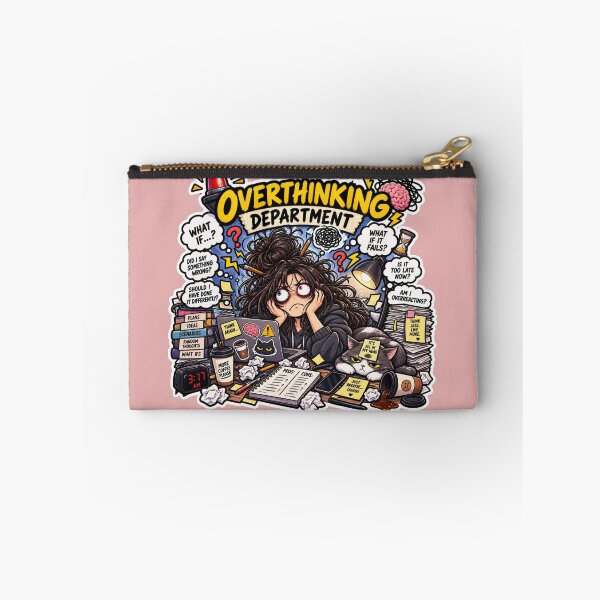 Item preview, Overthinking Department funny relatable mental health sticker T-shirt Design designed and sold by carestazafeli.