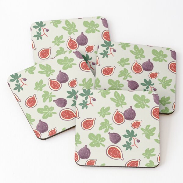 Item preview, Botanical Fig Lino Print Retro Fabric Pattern designed and sold by LafinaArt.