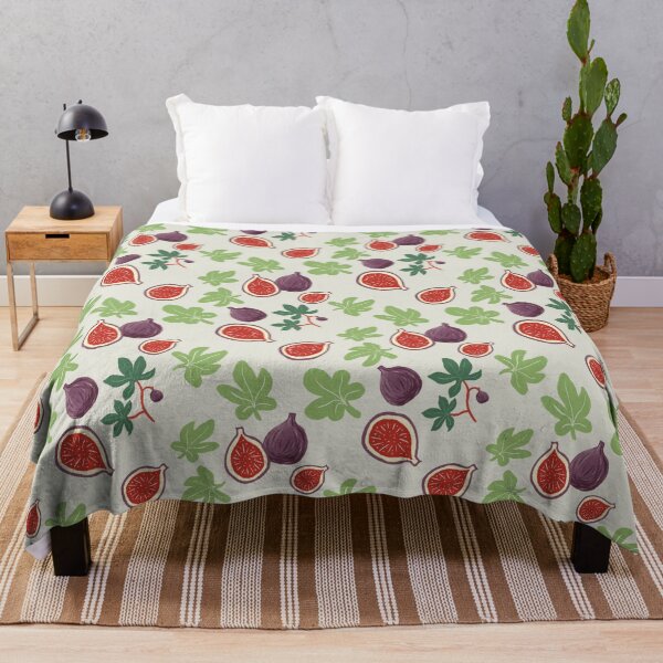 Item preview, Botanical Fig Lino Print Retro Fabric Pattern designed and sold by LafinaArt.