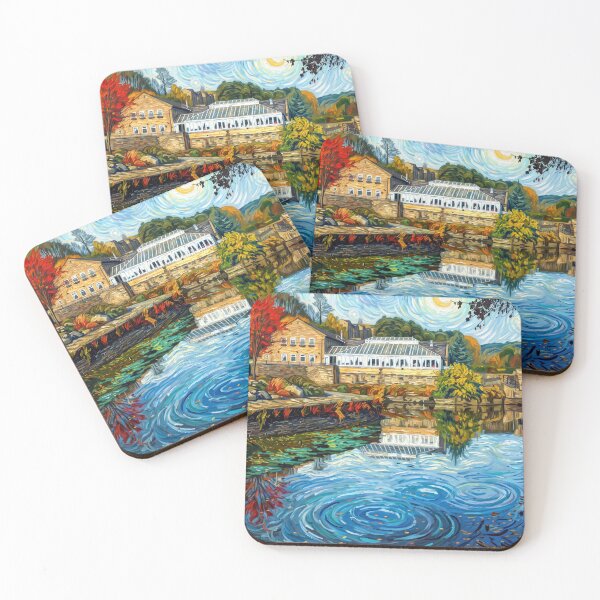 Item preview, Salterhebble Watermill in Van Gogh Style - Autumn Canal Landscape designed and sold by ArtworkNorth.
