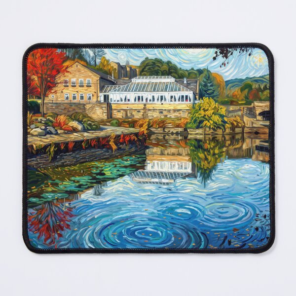 Item preview, Salterhebble Watermill in Van Gogh Style - Autumn Canal Landscape designed and sold by ArtworkNorth.