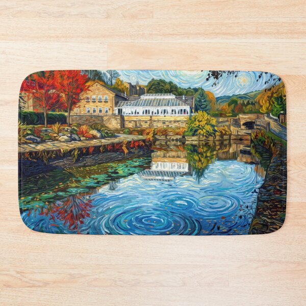 Item preview, Salterhebble Watermill in Van Gogh Style - Autumn Canal Landscape designed and sold by ArtworkNorth.