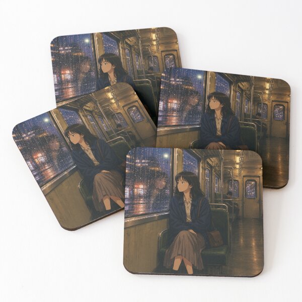 Item preview, Rainy Night Train Ride Anime Girl designed and sold by vekotpu.