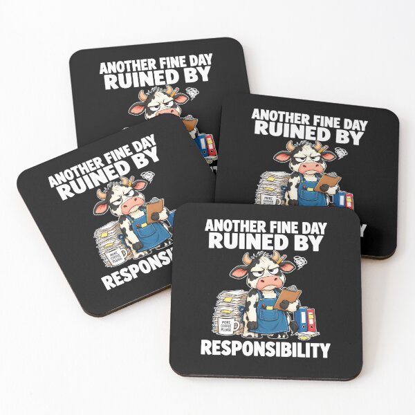 Item preview,  Another Fine Day Ruined By Responsibility Cow Holding Clipboard With Coffee designed and sold by jarlinxsanchez.