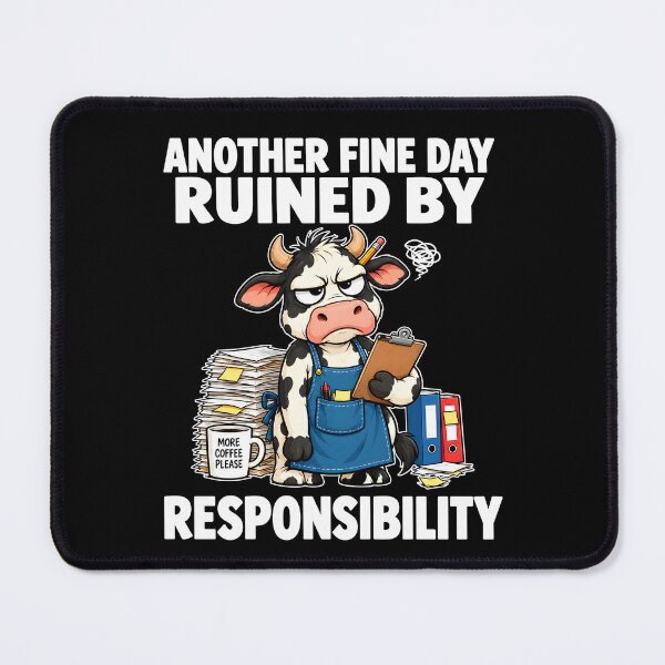 Item preview, Another Fine Day Ruined By Responsibility Cow Holding Clipboard With Coffee designed and sold by jarlinxsanchez.
