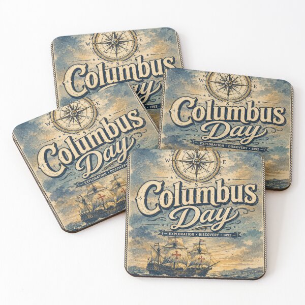 Item preview, Columbus Day Vintage Nautical Exploration Poster designed and sold by Nela-&-Lena.