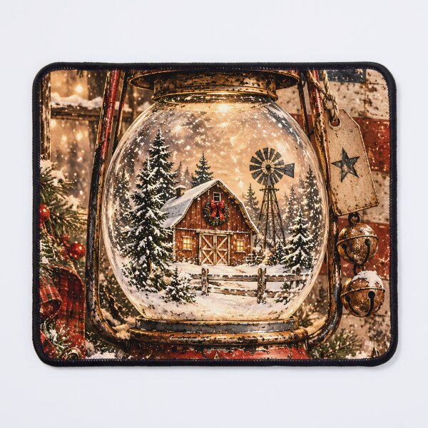 Item preview, rustic Christmas lantern with snow globe and USA flag designed and sold by Fotografin1981.