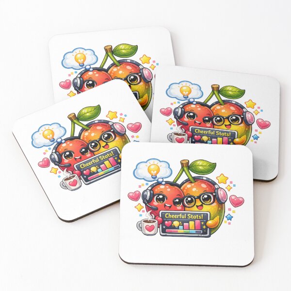 Item preview, Cheerful Stats – Pastel Kawaii Cherries Duo Digital Art designed and sold by Sommium .