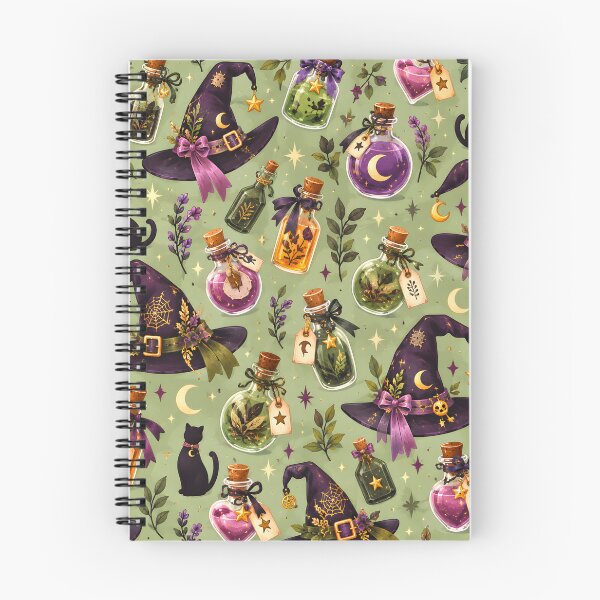 Item preview, Halloween Pattern: magic potions & witch hat designed and sold by DreamagineArtDesign.