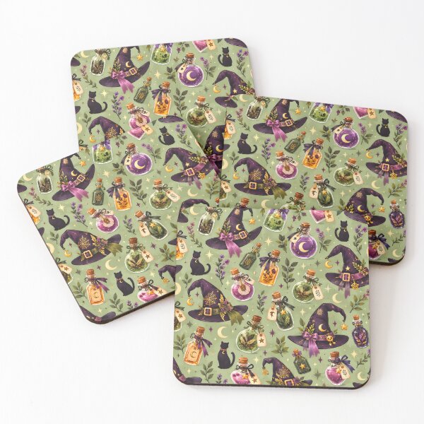 Item preview, Halloween Pattern: magic potions & witch hat designed and sold by DreamagineArtDesign.