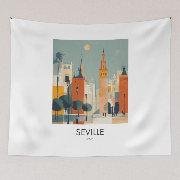 Item preview, Seville Spain Colourful Vintage Travel Art designed and sold by MarkedArtPrints.