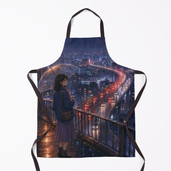 Item preview, Rainy Night Tokyo City Overlook Anime Girl designed and sold by vekotpu.