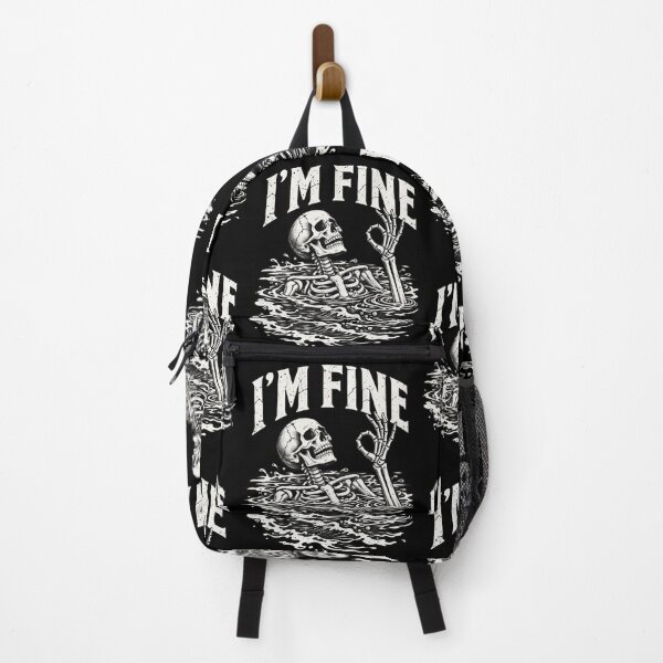 Item preview, Im Fine Funny Skeleton Ok Sign Sarcastic Retro Design designed and sold by SEINENGAPPI19.