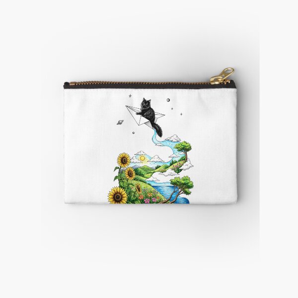 Item preview,  Black Cat Riding Paper Airplane Over Sunflower Landscape River Surreal designed and sold by jarlinxsanchez.