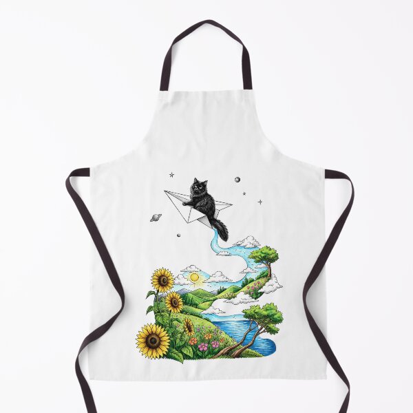 Item preview,  Black Cat Riding Paper Airplane Over Sunflower Landscape River Surreal designed and sold by jarlinxsanchez.