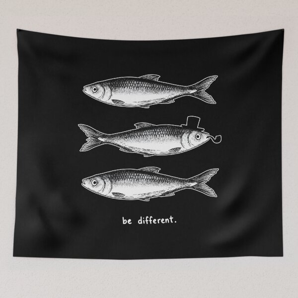 Item preview,  Be Different Fish One Wearing Top Hat Funny Vintage designed and sold by jarlinxsanchez.