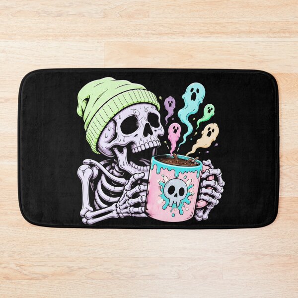 Item preview, Spooky Vibes Skeleton Drinking Coffee Cute Ghost Aesthetic Kawaii Art designed and sold by W&RParadise.