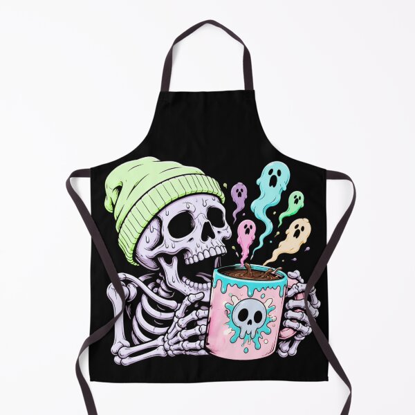 Item preview, Spooky Vibes Skeleton Drinking Coffee Cute Ghost Aesthetic Kawaii Art designed and sold by W&RParadise.