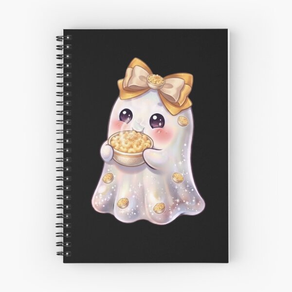 Item preview, Cute Kawaii Ghost Eating a Mac & Cheese Design / Cheesy Lovers / Funny Tops / Halloween / Foodie T-shirts mugs stickers phone case journal poster / Journaling designed and sold by TeenLake.