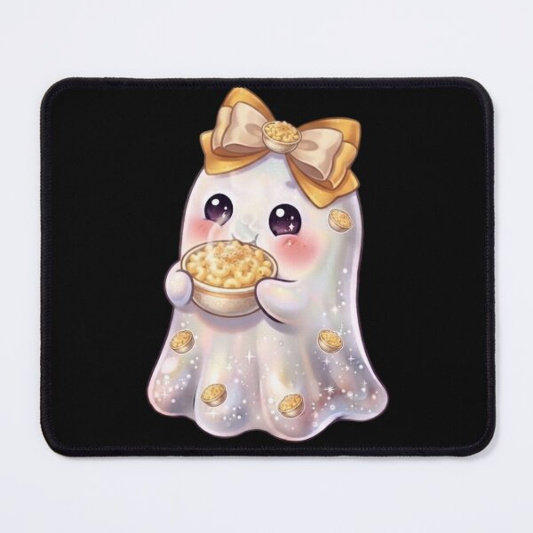 Item preview, Cute Kawaii Ghost Eating a Mac & Cheese Design / Cheesy Lovers / Funny Tops / Halloween / Foodie T-shirts mugs stickers phone case journal poster / Journaling designed and sold by TeenLake.