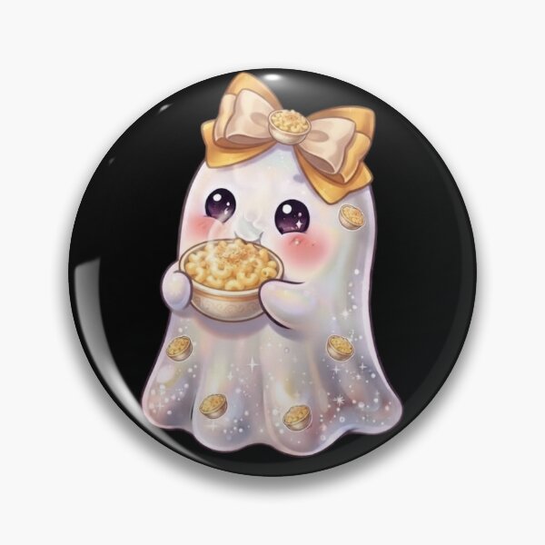 Item preview, Cute Kawaii Ghost Eating a Mac & Cheese Design / Cheesy Lovers / Funny Tops / Halloween / Foodie T-shirts mugs stickers phone case journal poster / Journaling designed and sold by TeenLake.