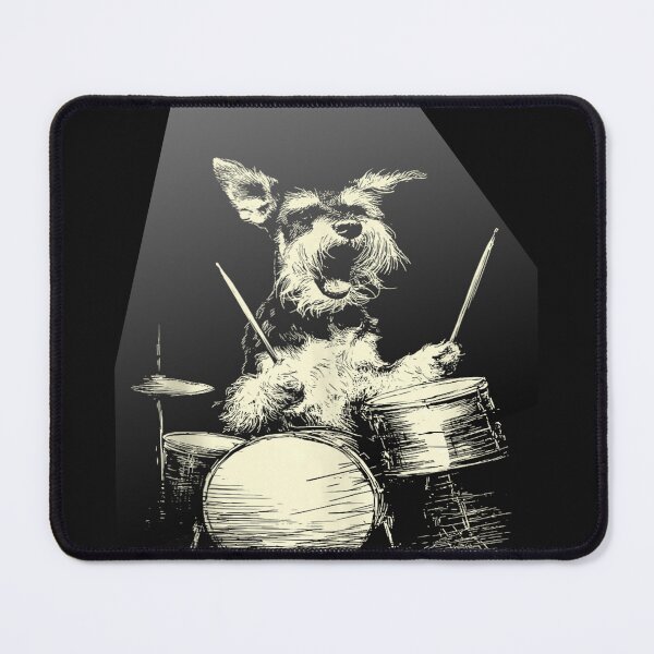 Item preview, Rock 80 90's Vintage Cute Schnauzer Playing Drums Music Dog Drummer designed and sold by MOHAMED FRASER.