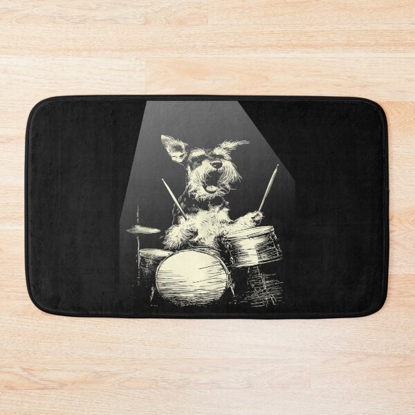 Item preview, Rock 80 90's Vintage Cute Schnauzer Playing Drums Music Dog Drummer designed and sold by MOHAMED FRASER.