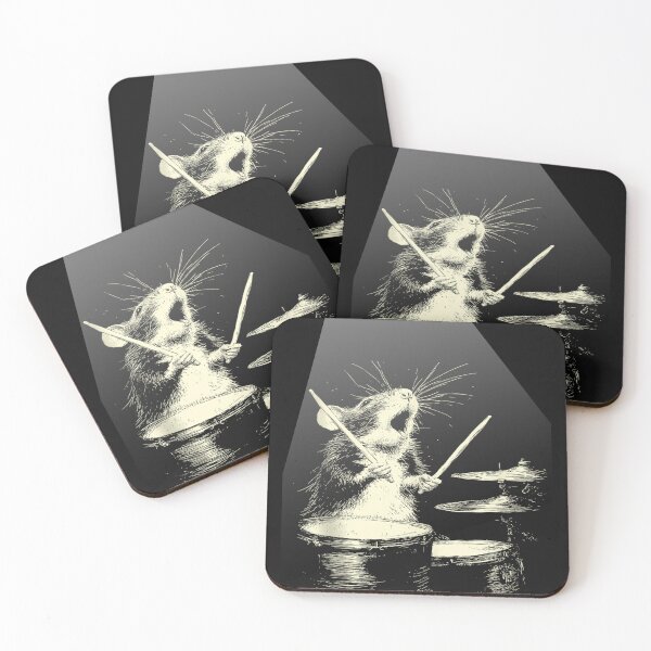Item preview, Rock 80 90's Vintage Cute Rat Playing Drums Funny Music Animal Drummer  designed and sold by MOHAMED FRASER.