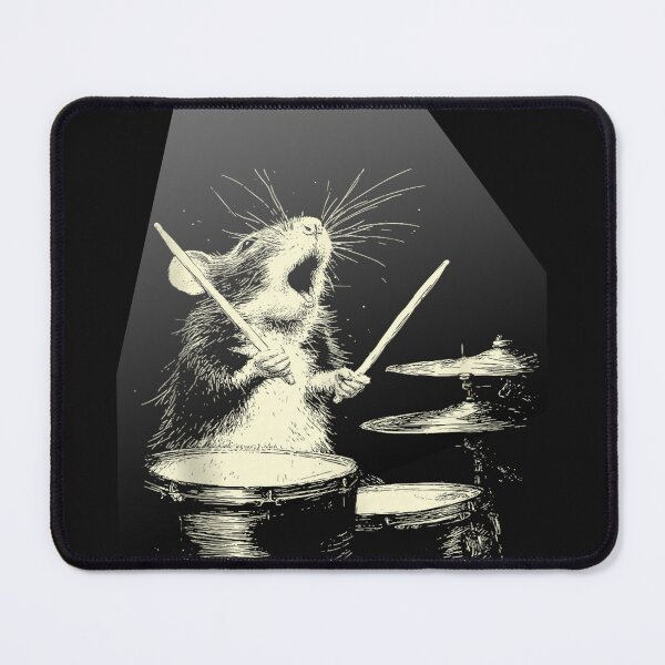Item preview, Rock 80 90's Vintage Cute Rat Playing Drums Funny Music Animal Drummer  designed and sold by MOHAMED FRASER.