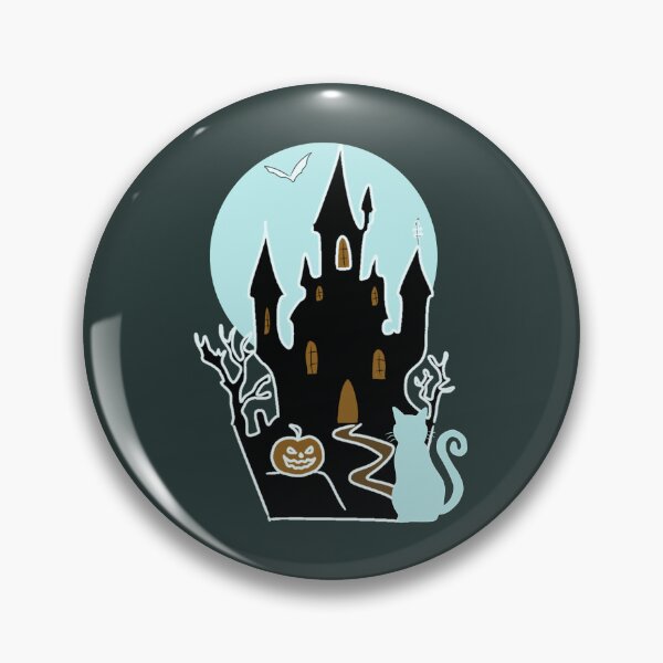 Item preview, Whimsical Witchy Halloween Cat Haunted Castle Jack O Lantern Bat designed and sold by LeshanArt.