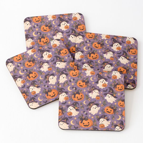 Item preview, Halloween Pattern: cute ghosts and pumpkins designed and sold by DreamagineArtDesign.