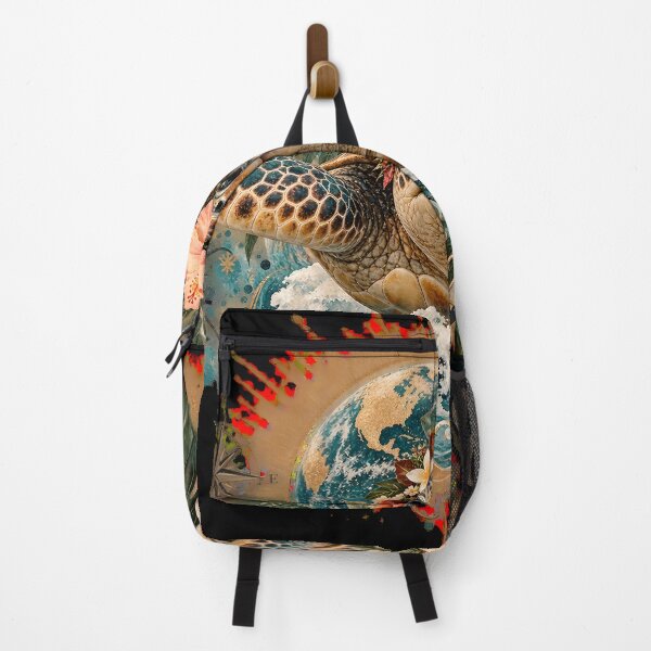 Item preview, Sea turtle with tropical flowers, waves and globe designed and sold by Fotografin1981.