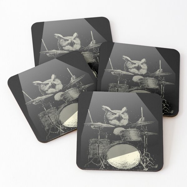 Item preview, Rocks 80 90s Vintage Cute Owl Playing Drums Funny Music Animal Drummer designed and sold by MOHAMED FRASER.