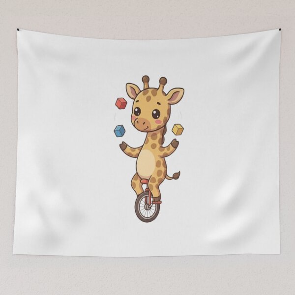 Item preview, Cute Giraffe Riding Unicycle Juggling designed and sold by Ella_Sketch.