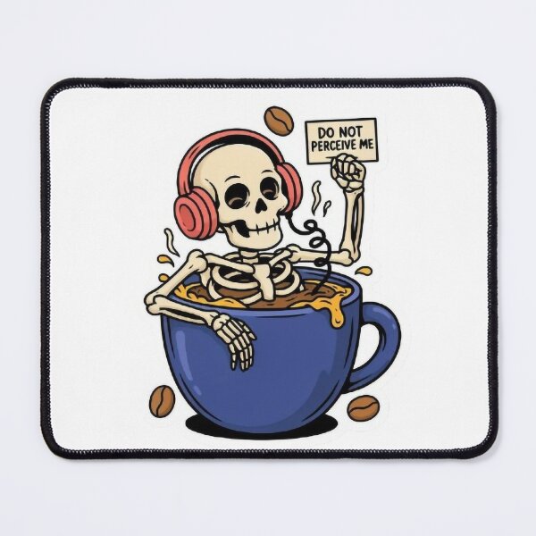 Item preview, Caffeinated But Socially Dead | Funny Introvert Skeleton Coffee Sticker designed and sold by spectomine.