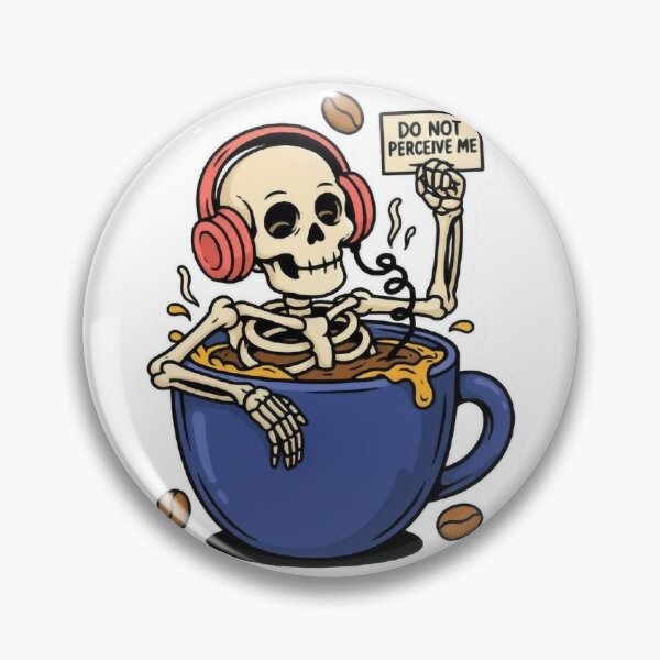 Item preview, Caffeinated But Socially Dead | Funny Introvert Skeleton Coffee Sticker designed and sold by spectomine.
