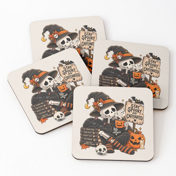 Item preview, Stay Spooky and Caffeinated Halloween Skeleton Witch designed and sold by MaggesticDesigns.