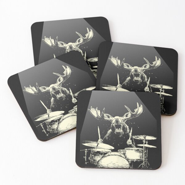 Item preview, Rock's 80 90s Cute Moose Playing Drums Funny Music Animal Drummer  designed and sold by MOHAMED FRASER.